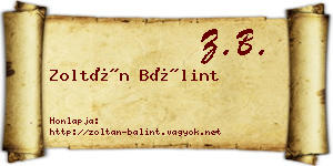 Zoltán Bálint névjegykártya
